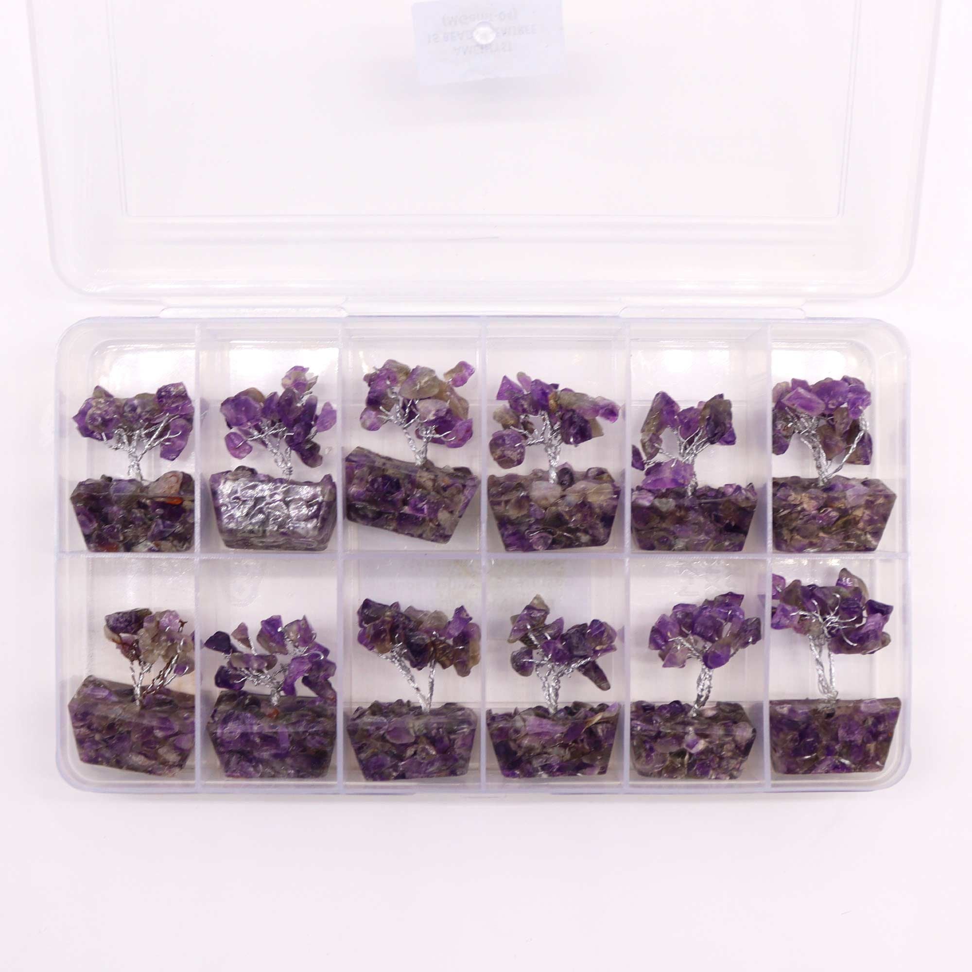 Mini Gemstone Tree on Orgonite Base with 15 Amethyst Stones