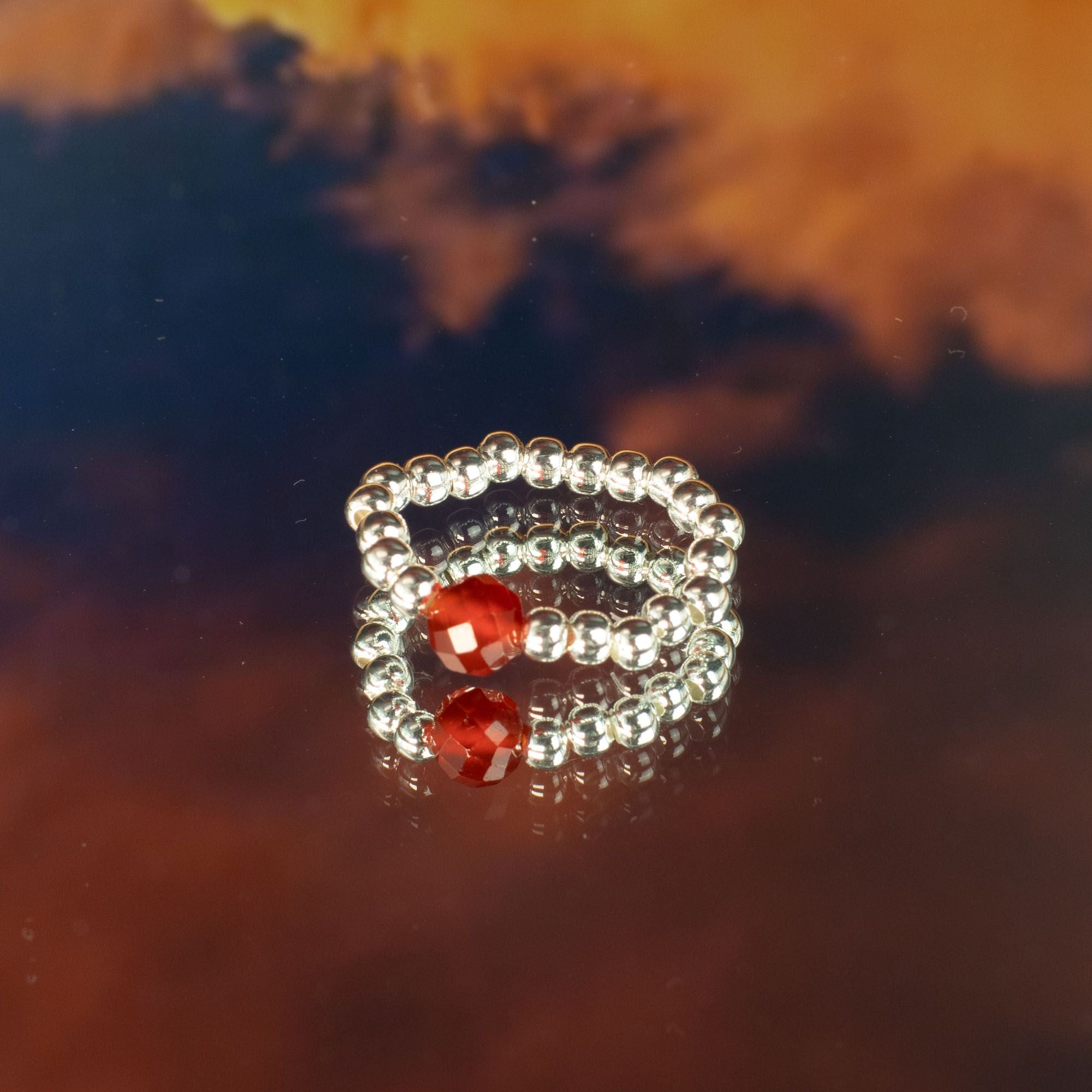 Nymph Spirit Gemstone Ring Set Blood Moon for Elegant Style