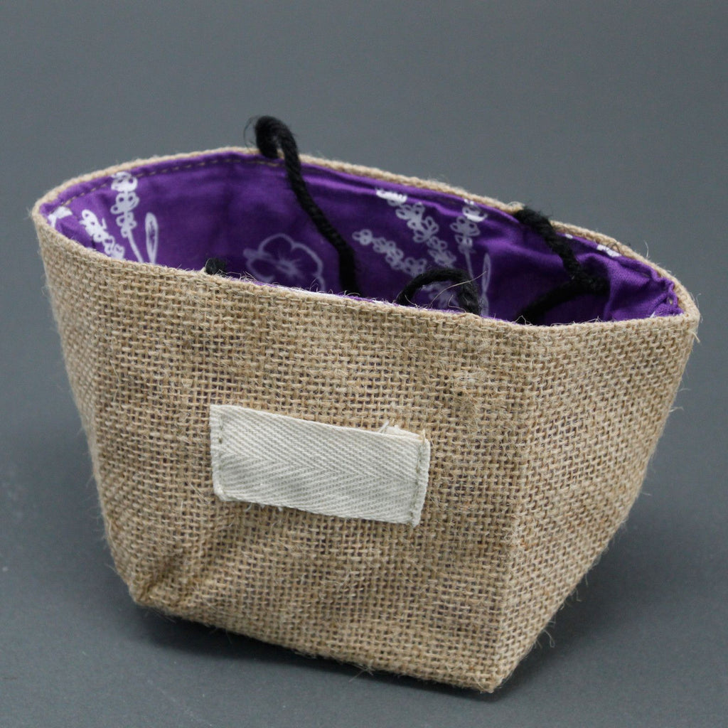 Natural Jute Cotton Gift Bag with Lavender Lining for Gifting