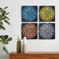 Set of 4 Mandala Brocade Detail Buddha Paintings 30x30cm Each