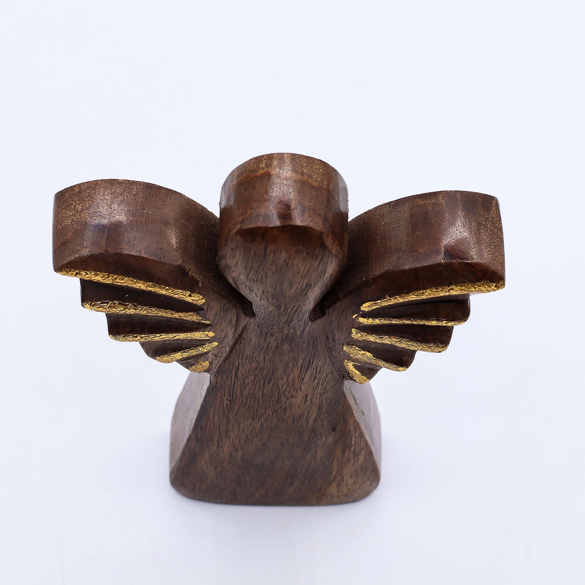 Medium Mango Wood Angel with Gold Decor for Home Display