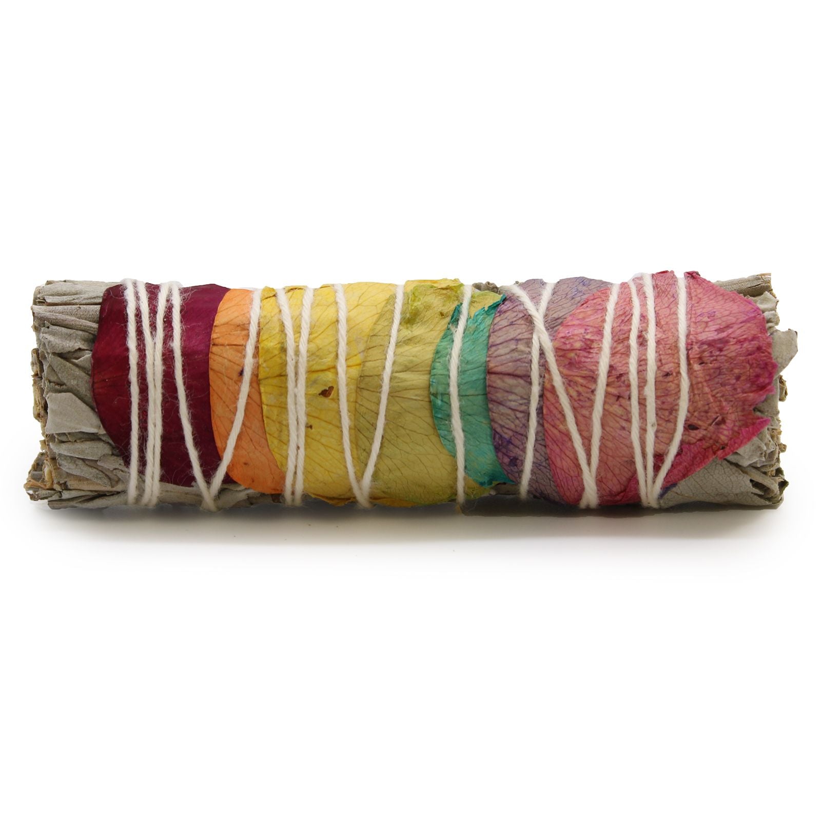 7 Chakras Smudge Stick with Rose Petals and Sage for Cleansing