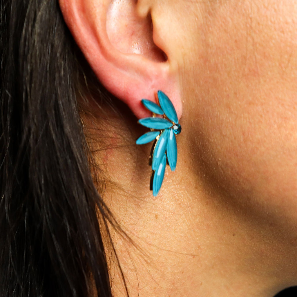 Teal Green Vintage Glass Fairies Earrings for Nature Lovers Style