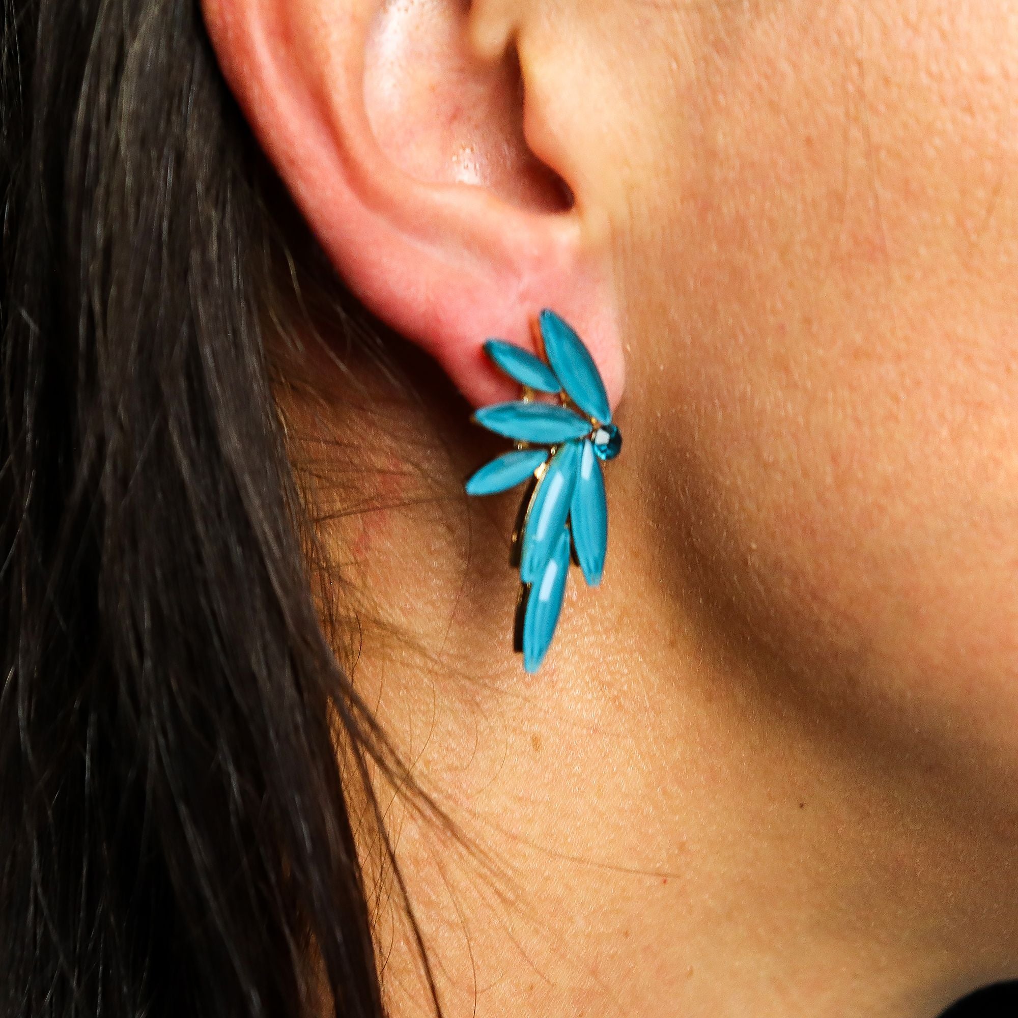 Teal Green Vintage Glass Fairies Earrings for Nature Lovers Style