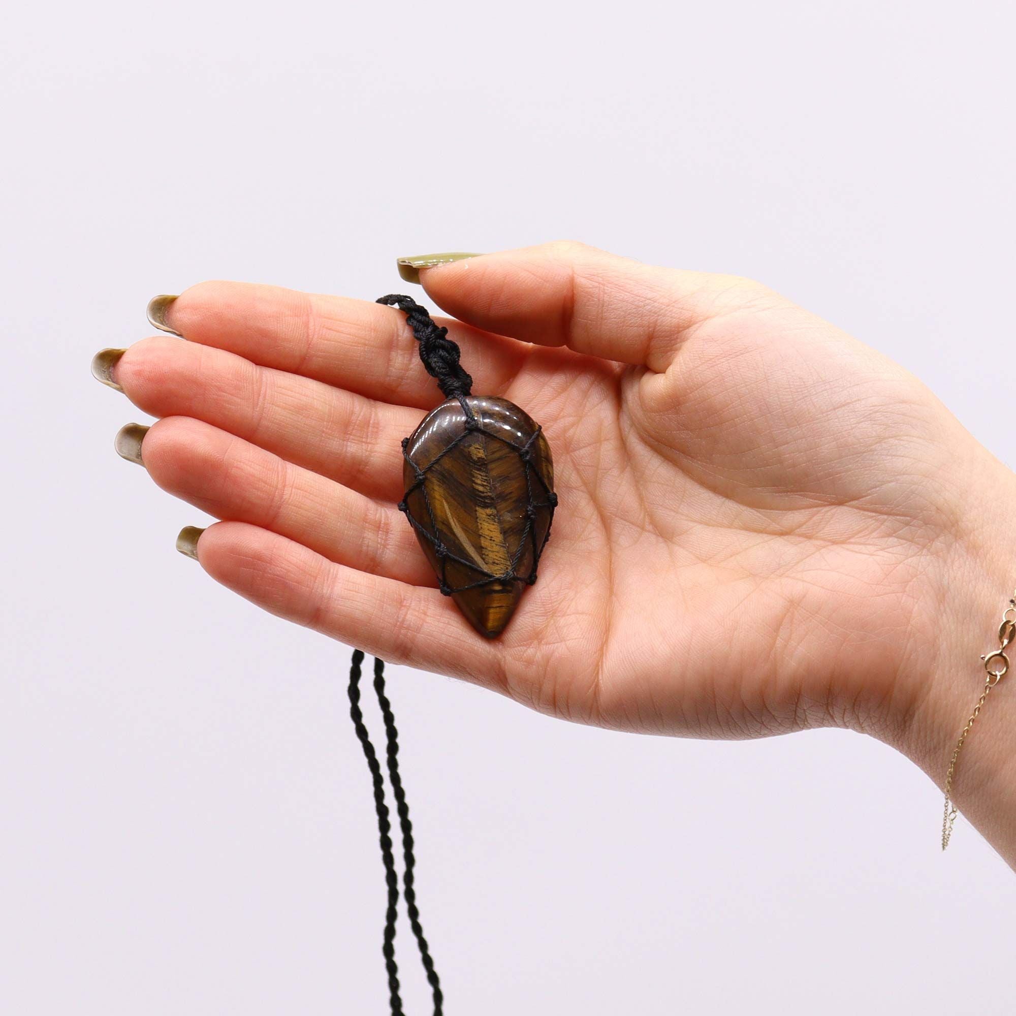Laced Gemstone Teardrop Pendant with Stunning Tigereye Design