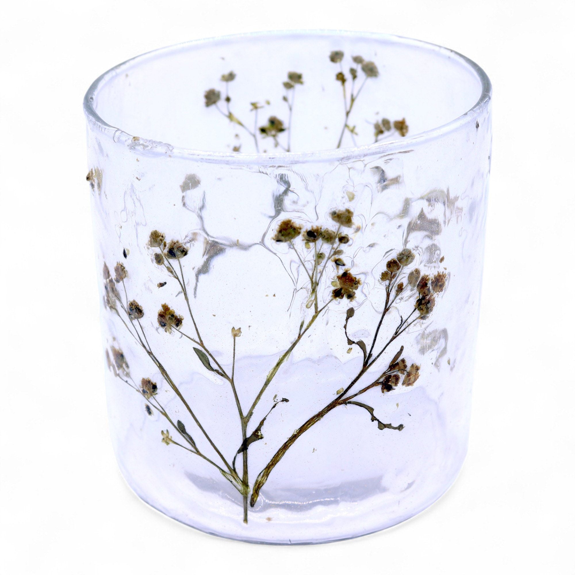 Natural Floral Glass Candle Holder Margarita for Home Decor