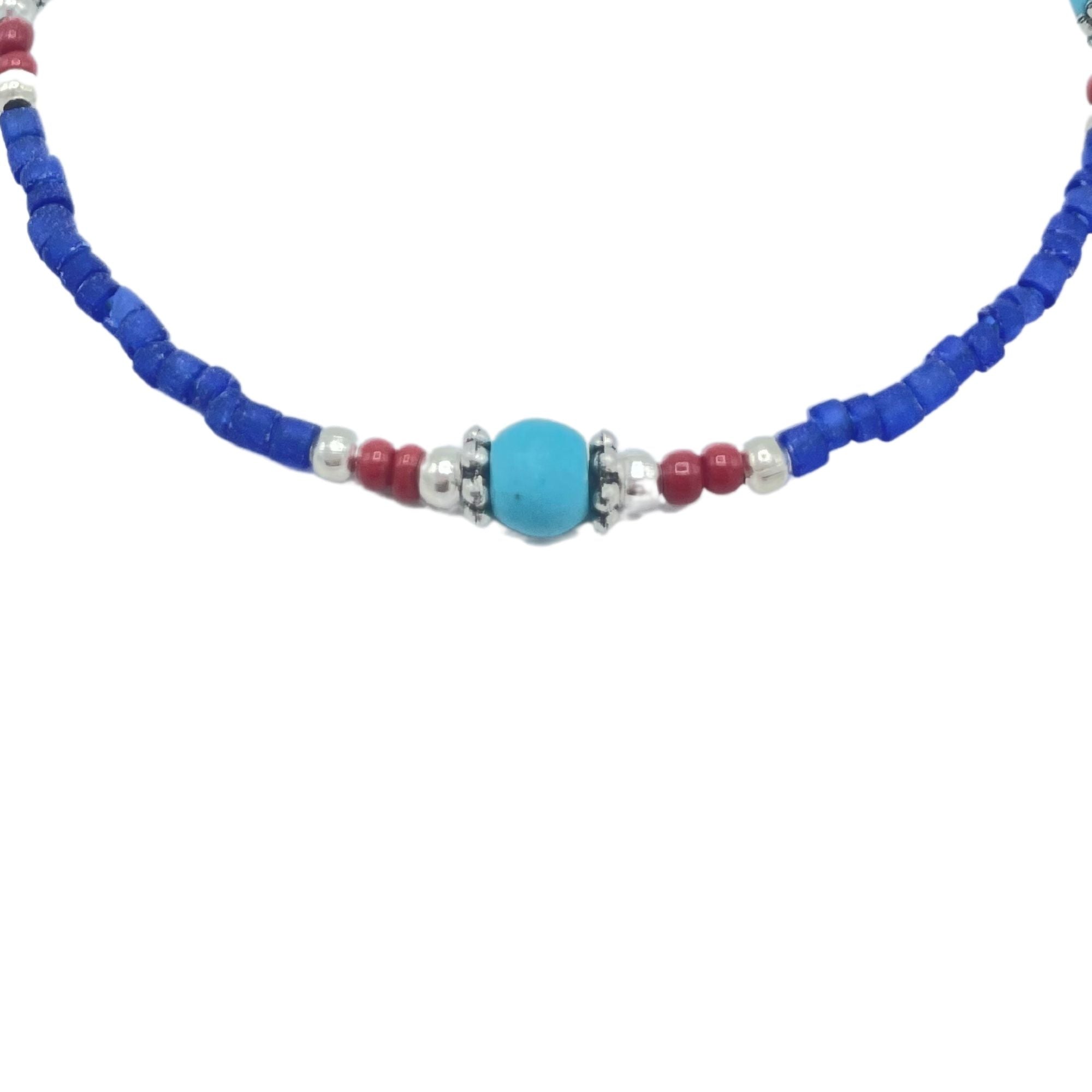Nepalese Extra Fine Gem Bracelet with Striking Blue Onyx Stones