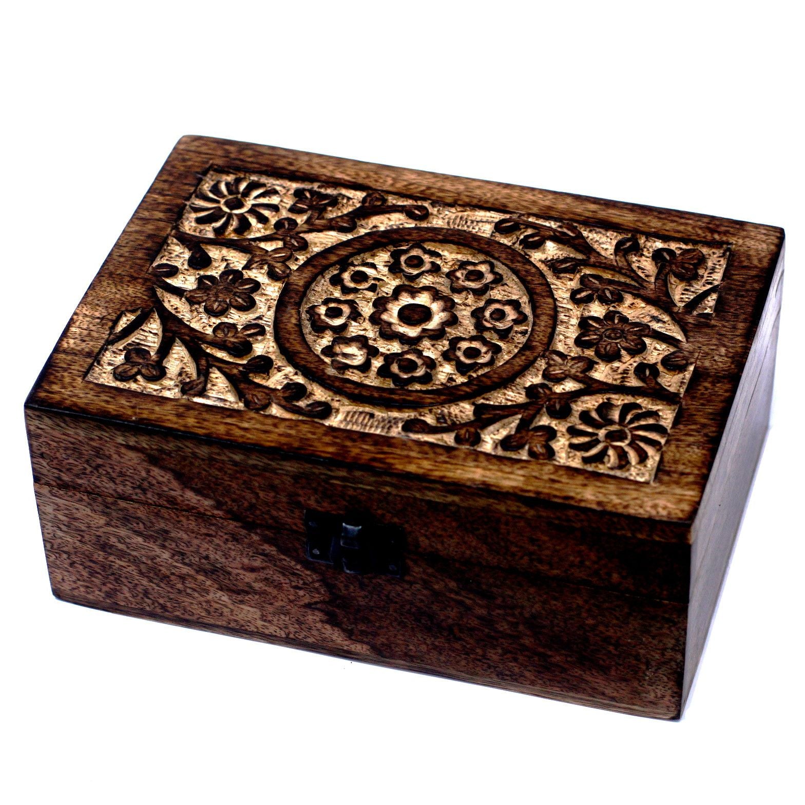 Mango Aromatherapy Box with Floral Design for 24 Essential Oils