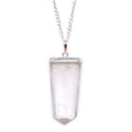 Gemstone Flat Pencil Pendant in Rock Quartz with Silver Chain