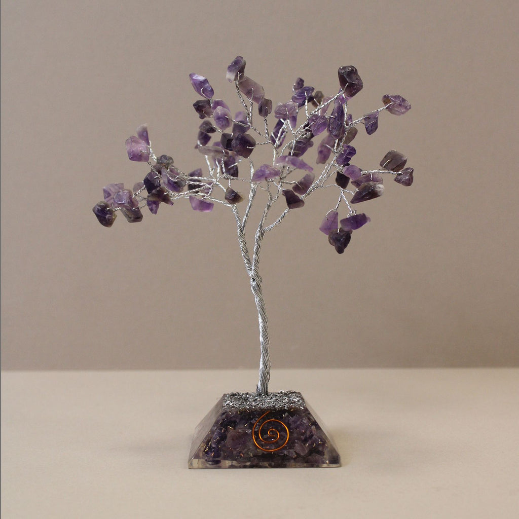 Amethyst Gemstone Tree with Orgonite Base 80 Stone Decorative Piece
