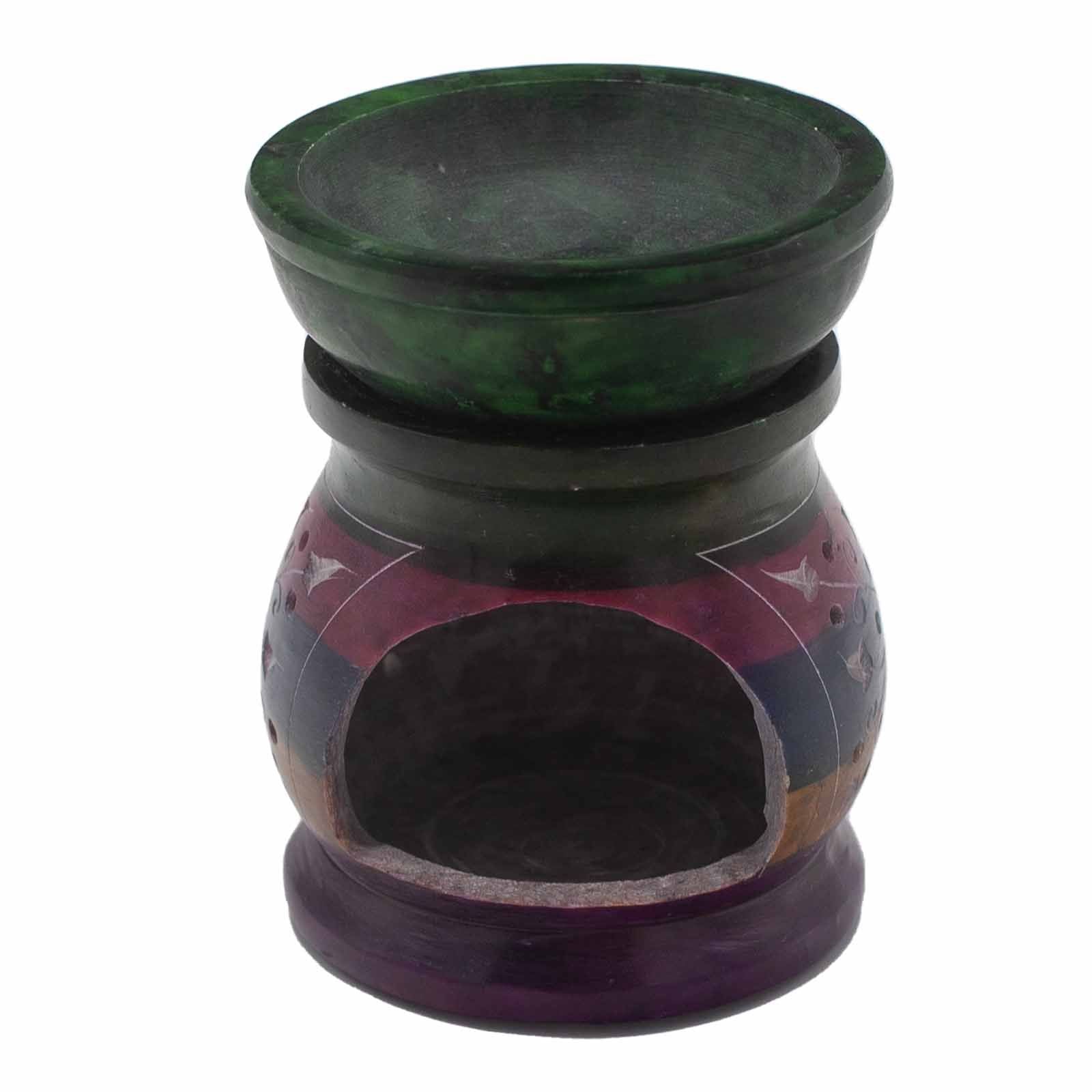 Soapstone Oil Burner 10cm with Flower of Life in Five Colours