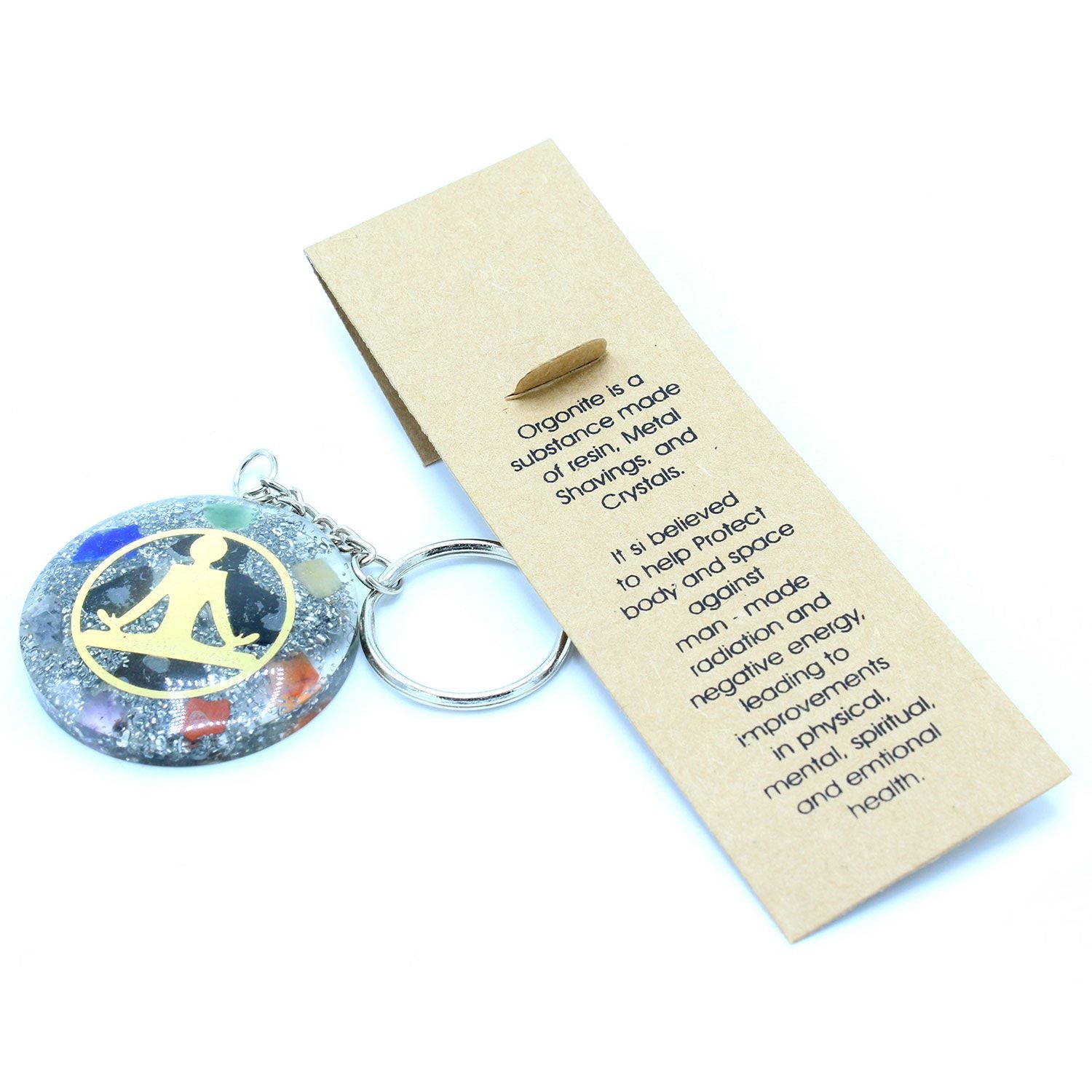 Orgonite Power Keyring with Buddha and Seven Chakra Design