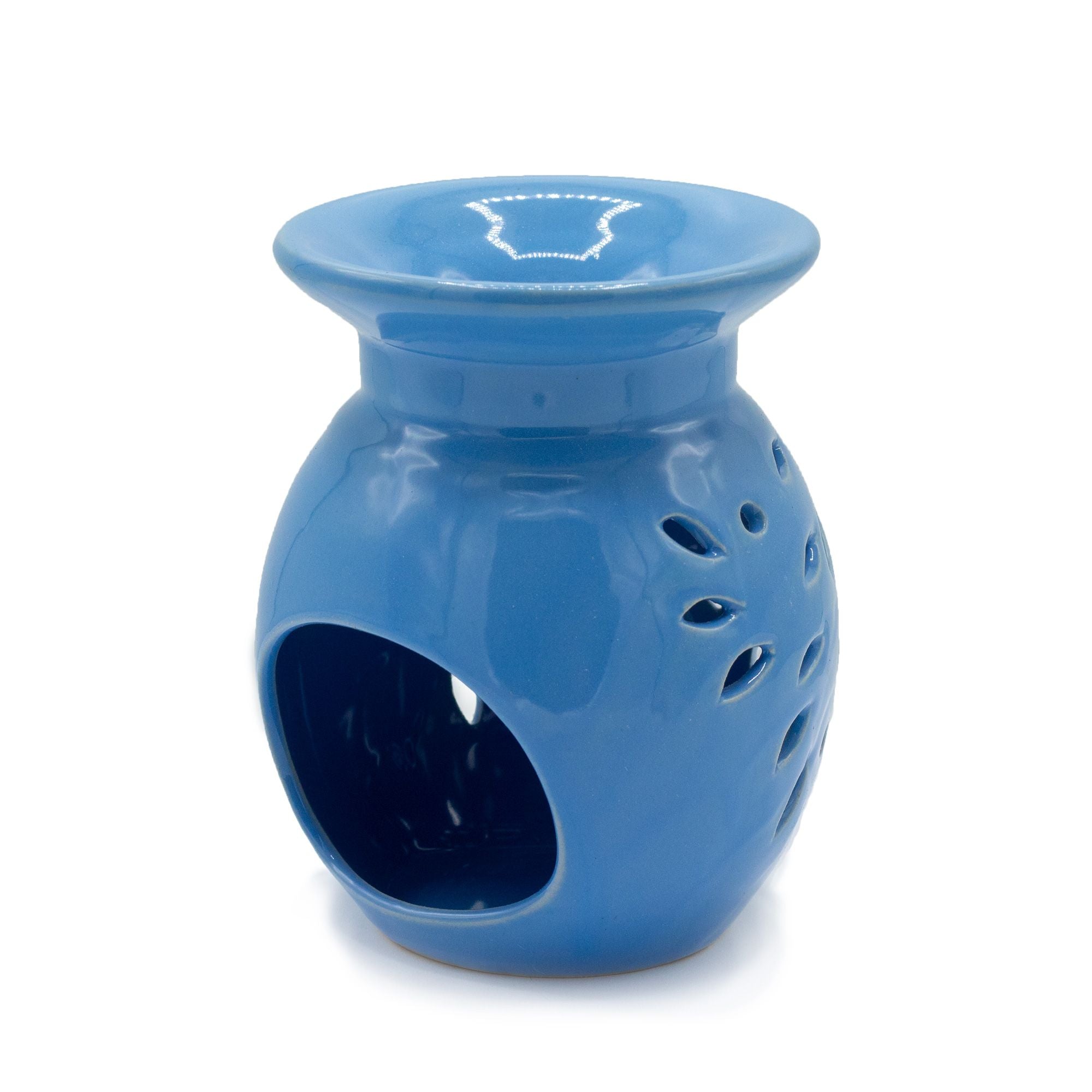 Floral Blue Oil Burner for Aromatic Home Fragrance and Decor