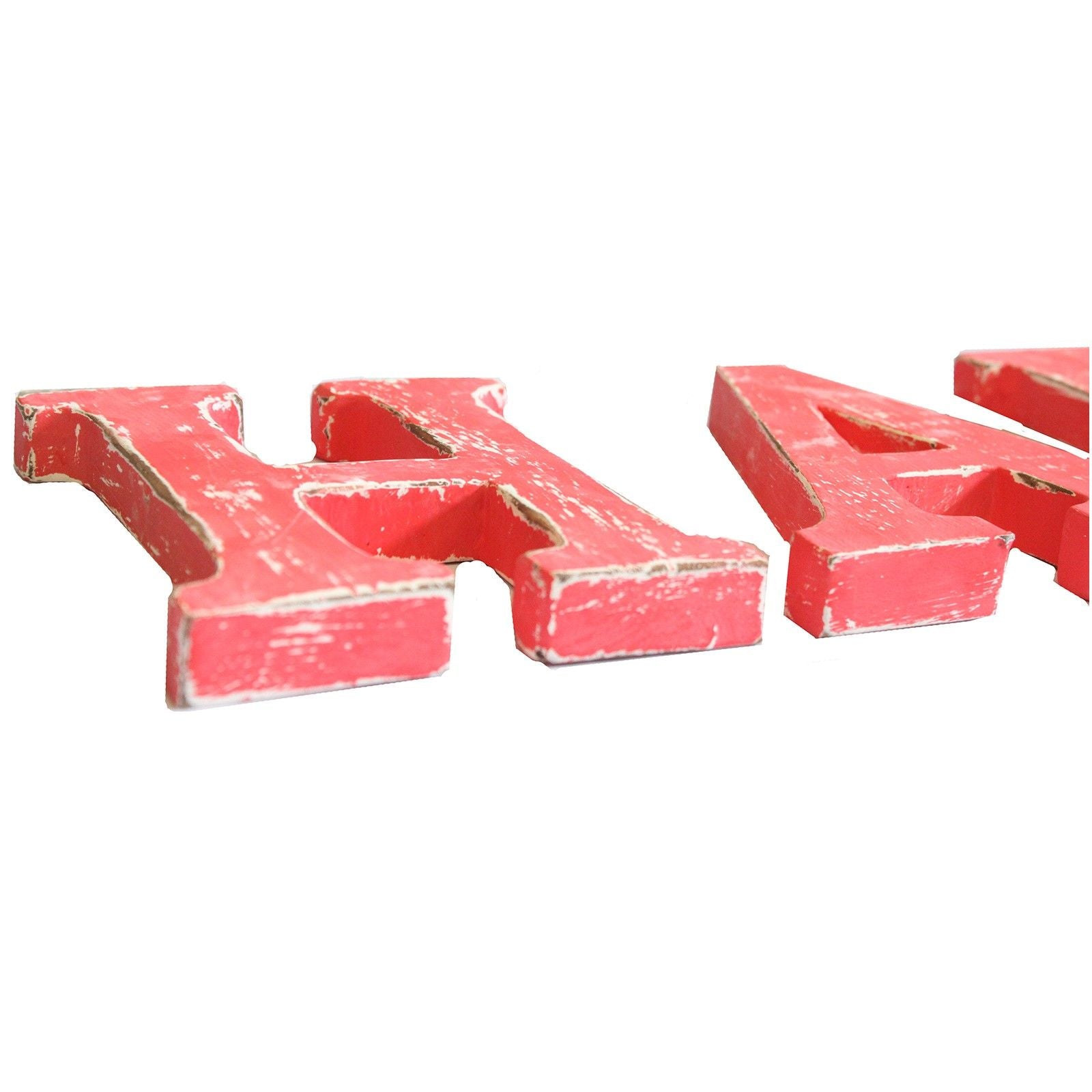Shabby Chic Red Wash Letters for Festive Home Decor Cheer