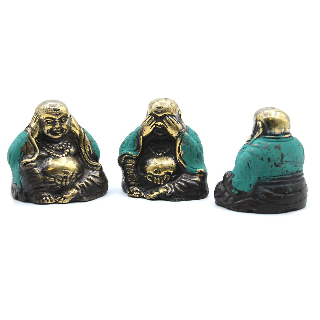 Set of 3 See No Evil Buddha Brass Fengshui Home Decor Objects