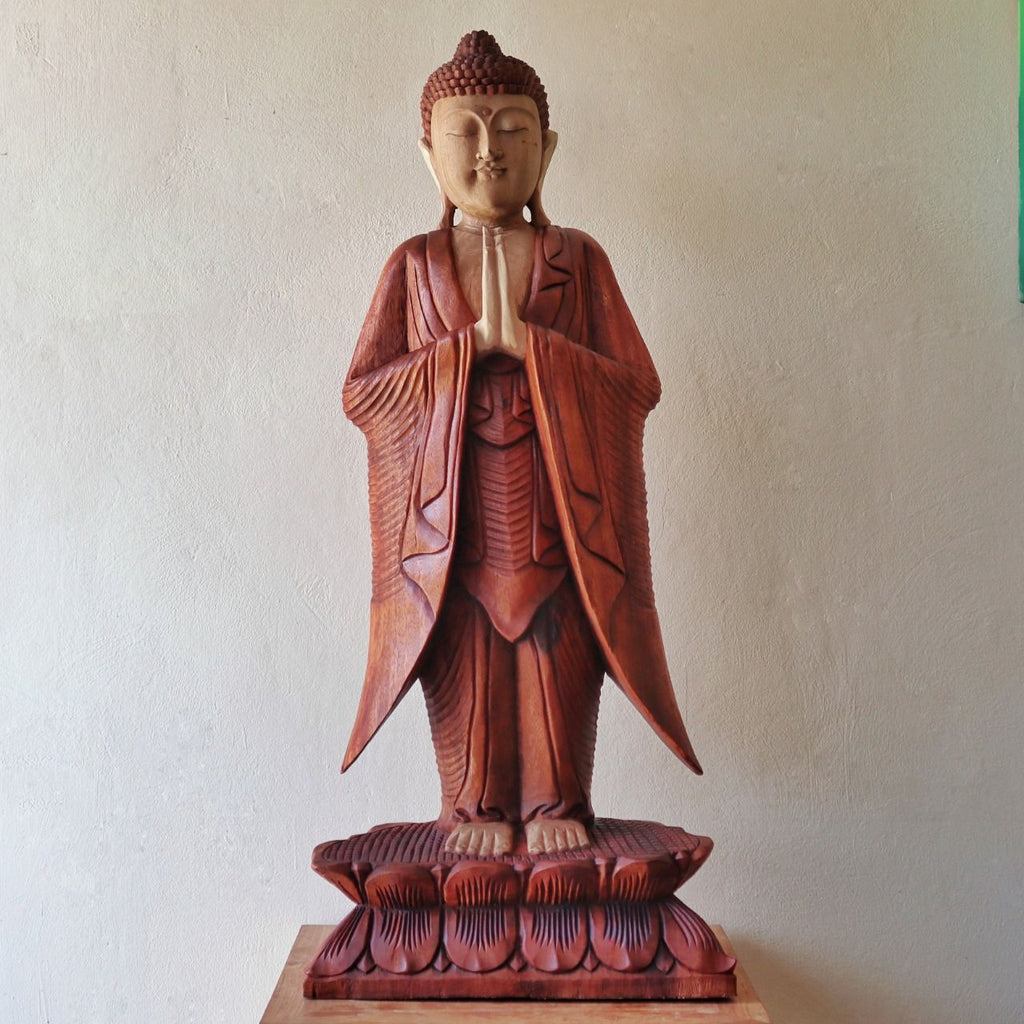 Standing Buddha Statue 1m Welcome for Home Decoration