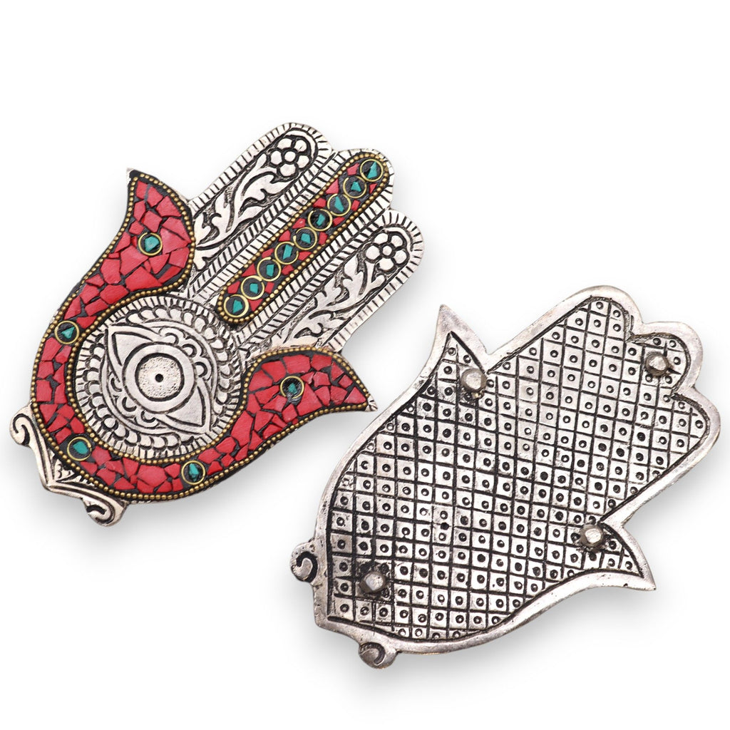 Red and Green Small Hamsa Incense Holder for Home Decor Use