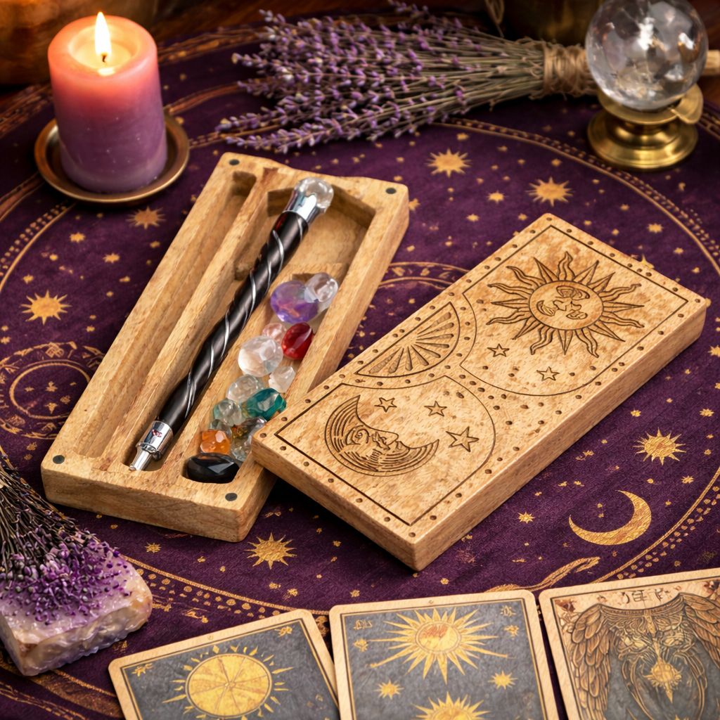 Sun - Moon Carved Crystal and Stone Box