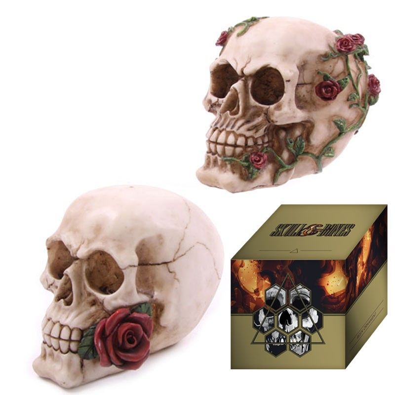 Skull with Roses Random Design Gothic Ornament for Halloween
