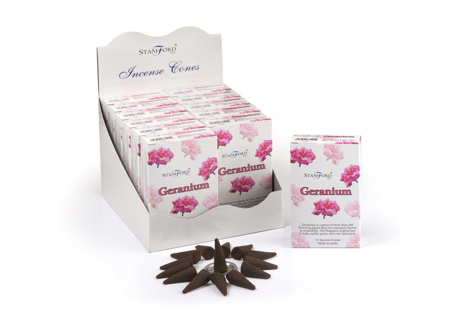 Geranium Incense Cones for Soothing Home Atmosphere and Relaxation