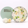 Round Box Wedding Blessings Soap Flowers Gift in White and Ivory