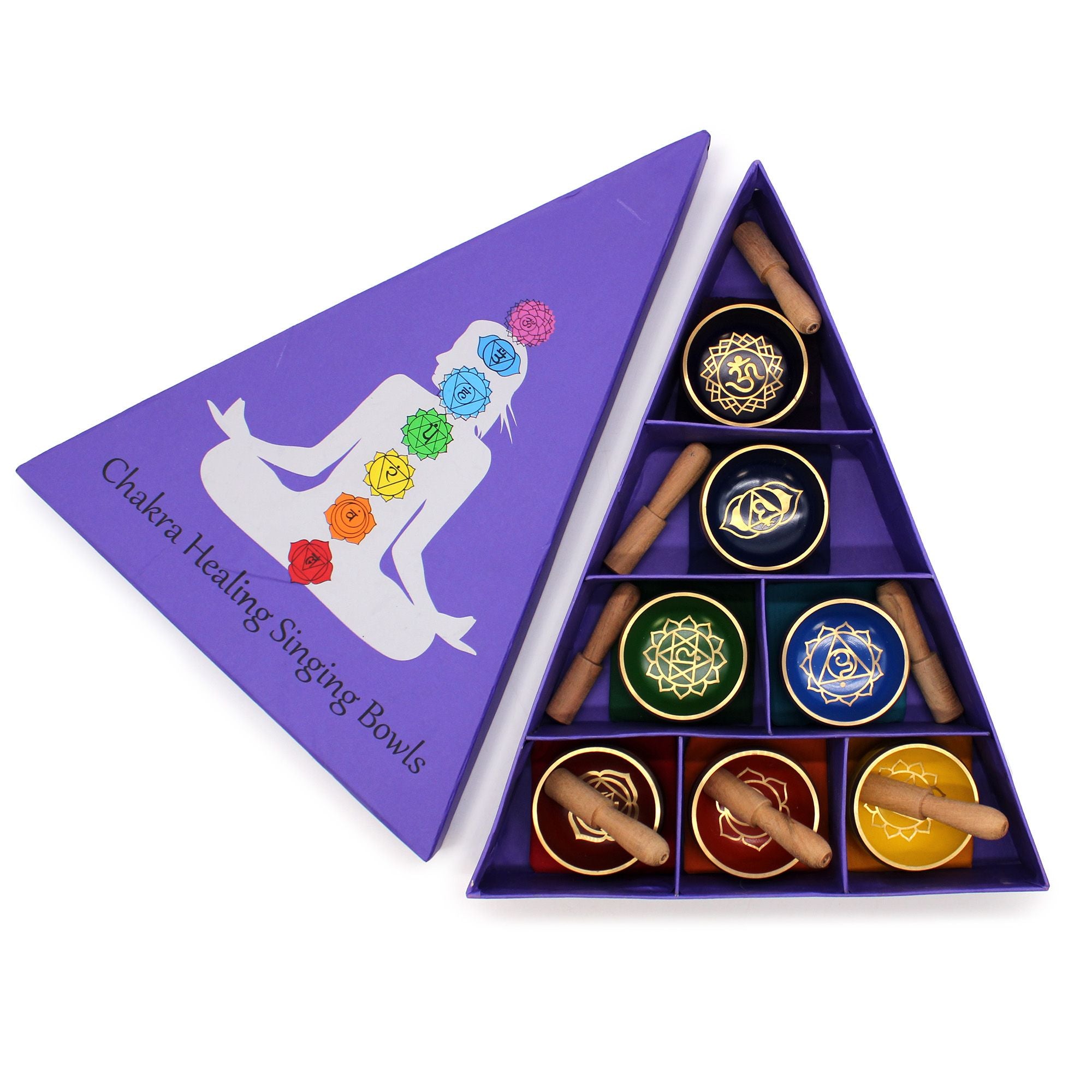 Chakra Pyramid Singing Bowl Gift Set with Seven Bowls for Harmony