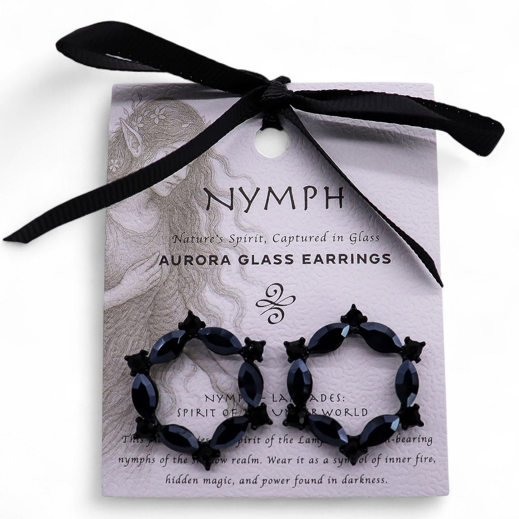 Jet Black Vintage Glass Loop Earrings for Sophisticated Style