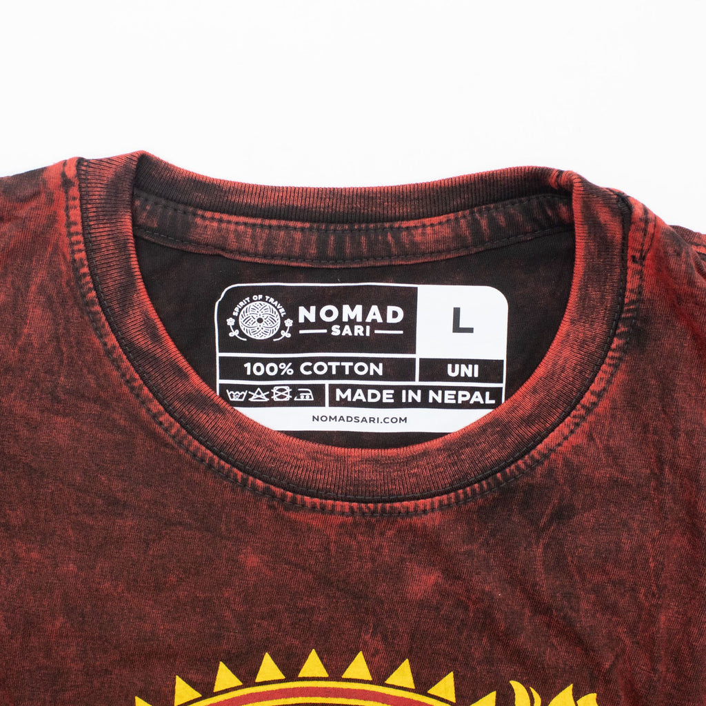 Nomad Sari Stonewashed Cotton T Shirt with Dragon Mandala Design