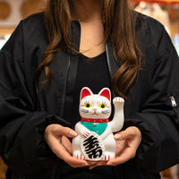 Japanese Lucky Money Cat Ornament – White 15cm