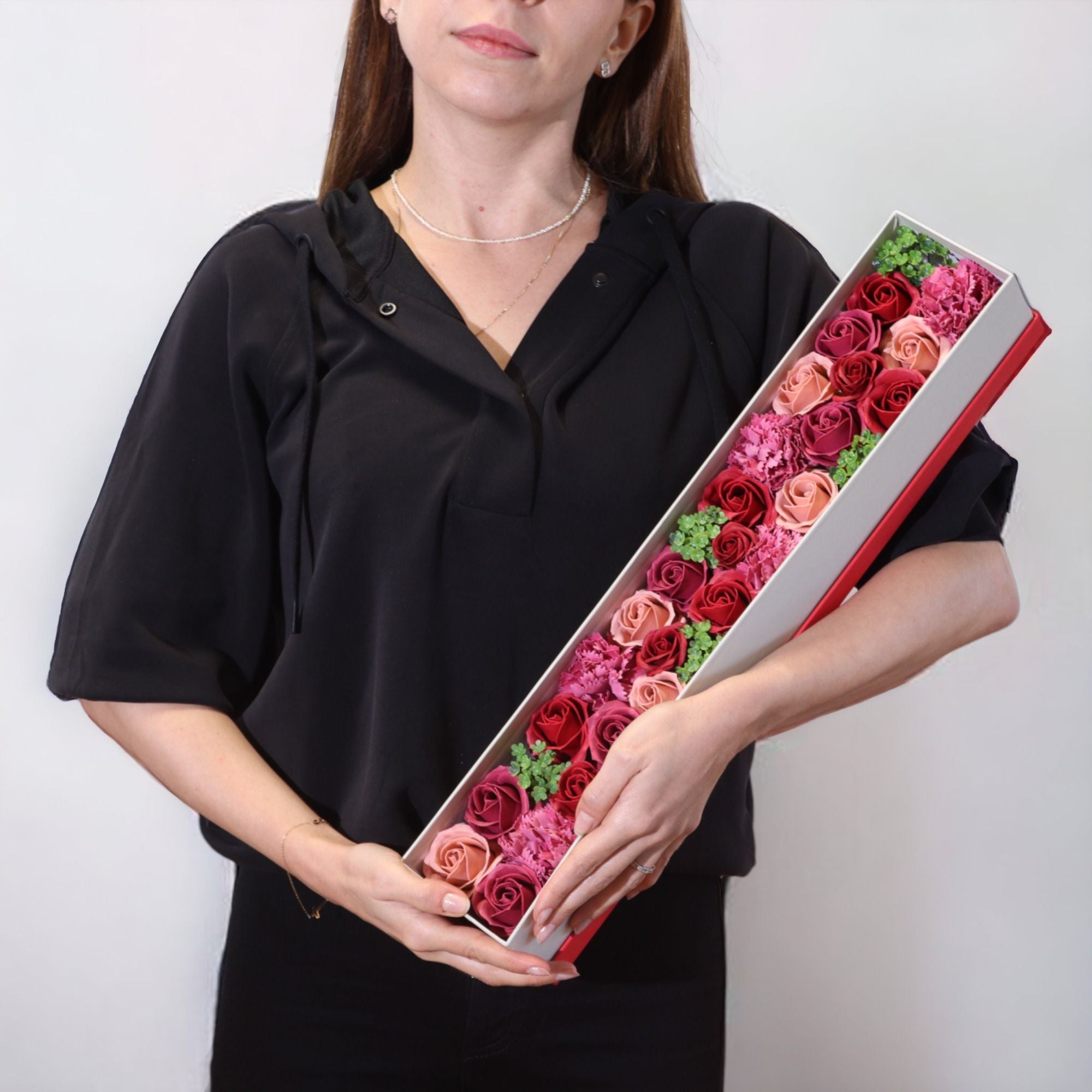 Extra Long Box of Vintage Roses Soap Flowers Gift Set for Gifting