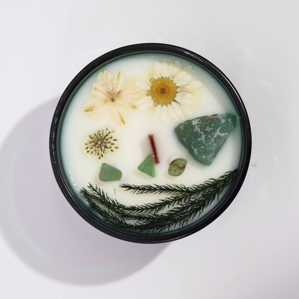 Crystal Magic Flower Candle The Magician with Jade and Mint Aroma