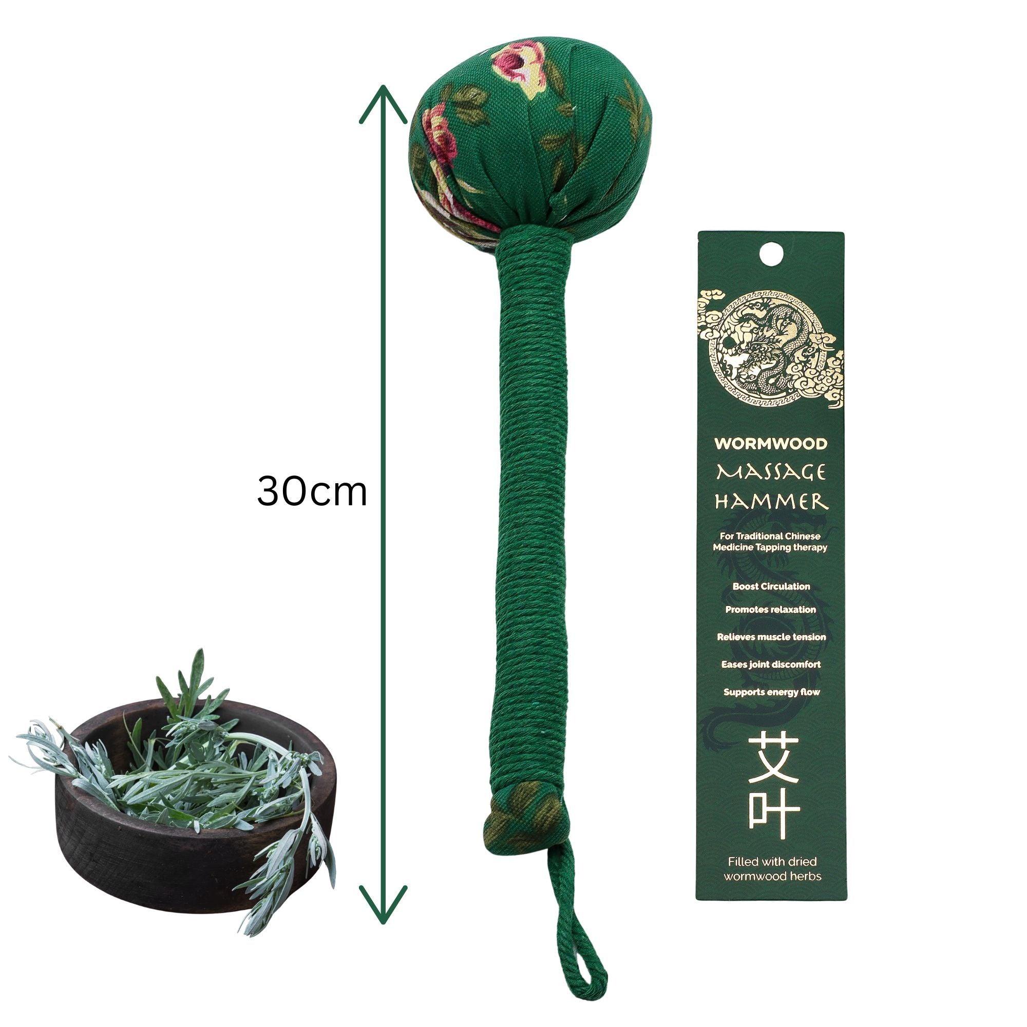 Green Wormwood Massage Hammer for Relaxation and Comfort Therapy