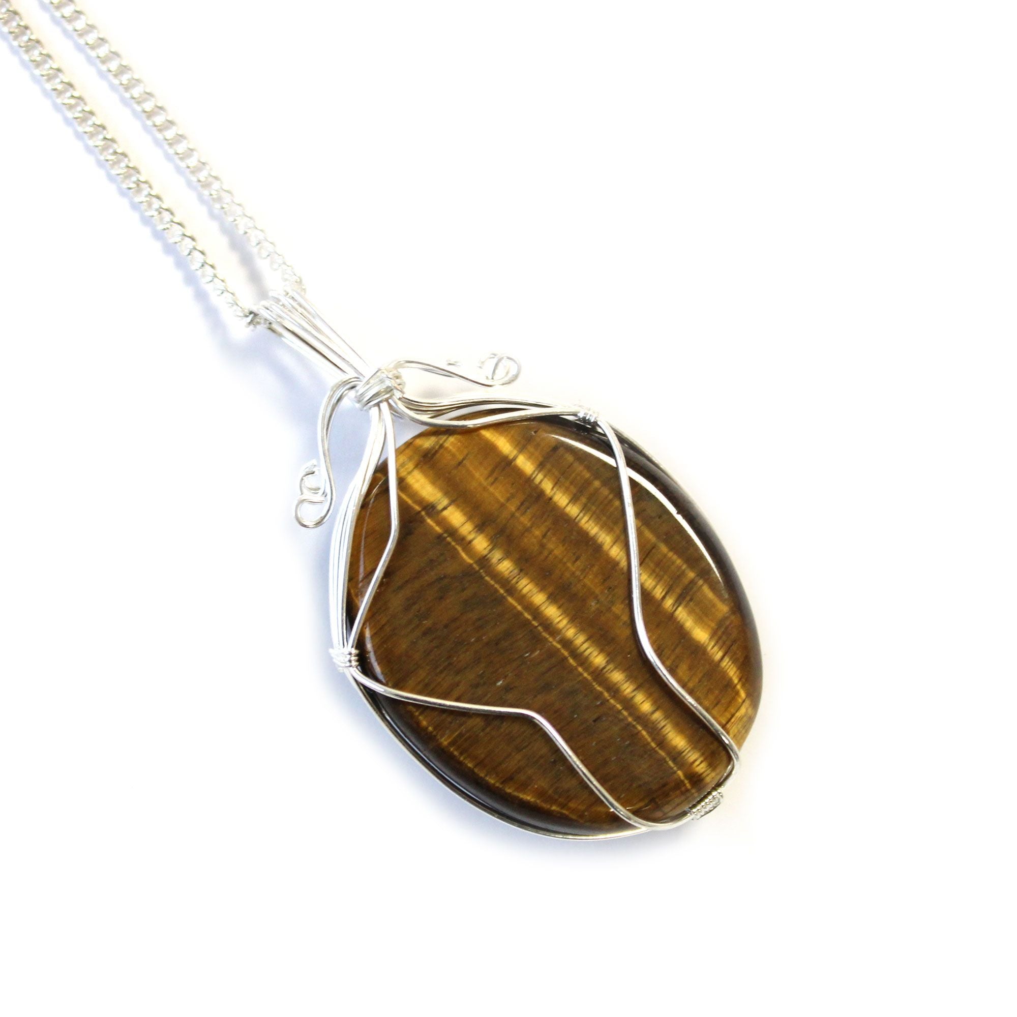 Swirl Wrapped Gemstone Necklace with Tiger Eye Design