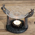 Antique Buddha Om Hands Oil Burner for Calm Home Decor and Relaxation