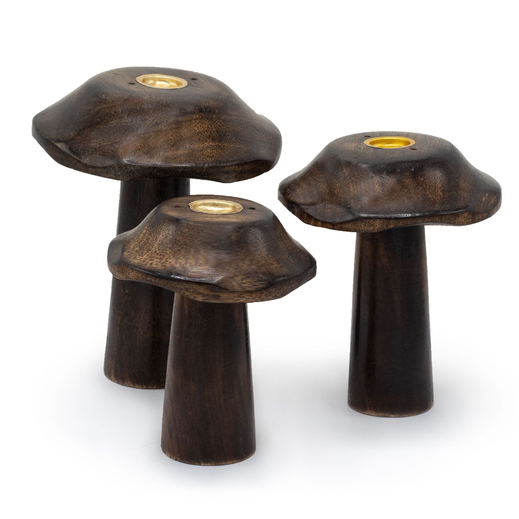 Set of 3 Flat Incense Cone Mushrooms for Home Decor and Relaxation