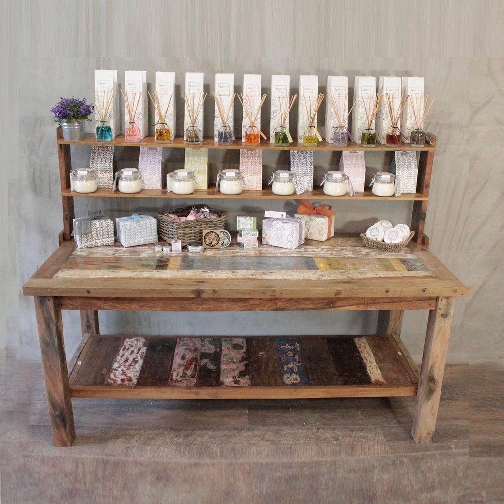 A&C 2.2m Standard Table with Top Shelf for Stylish Home Display