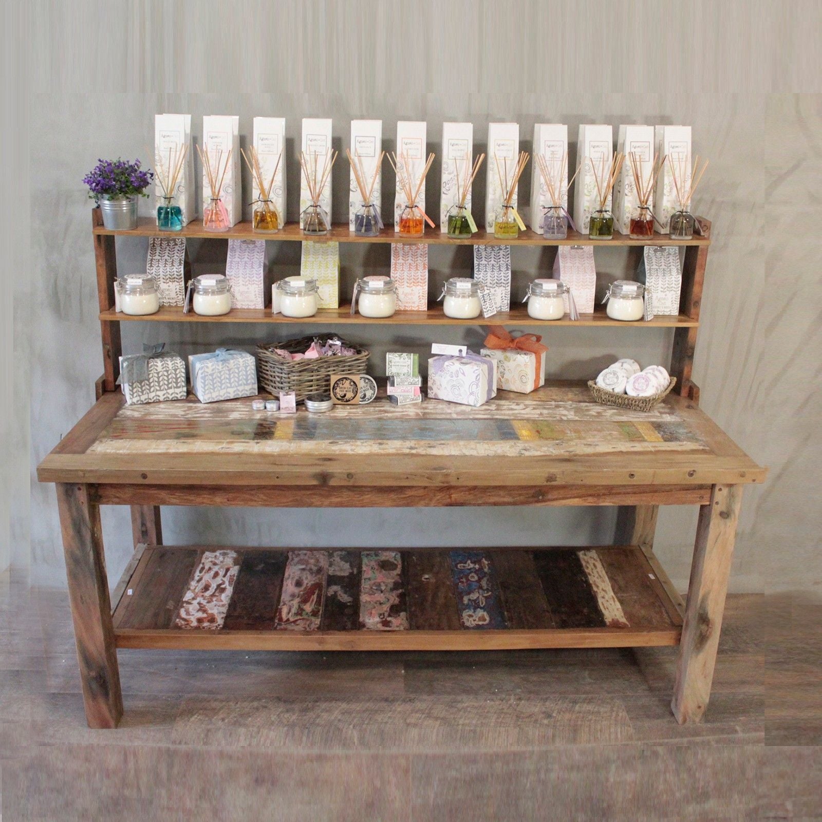 A&C 2.2m Standard Table with Top Shelf for Stylish Home Display