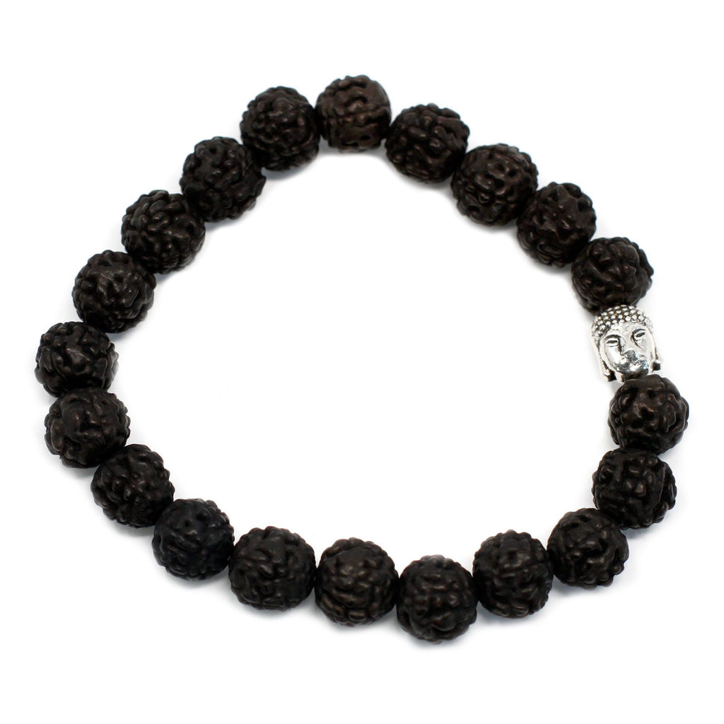 Rudraksha Buddha Bangle Mala with Dark Beads for Stylish Look