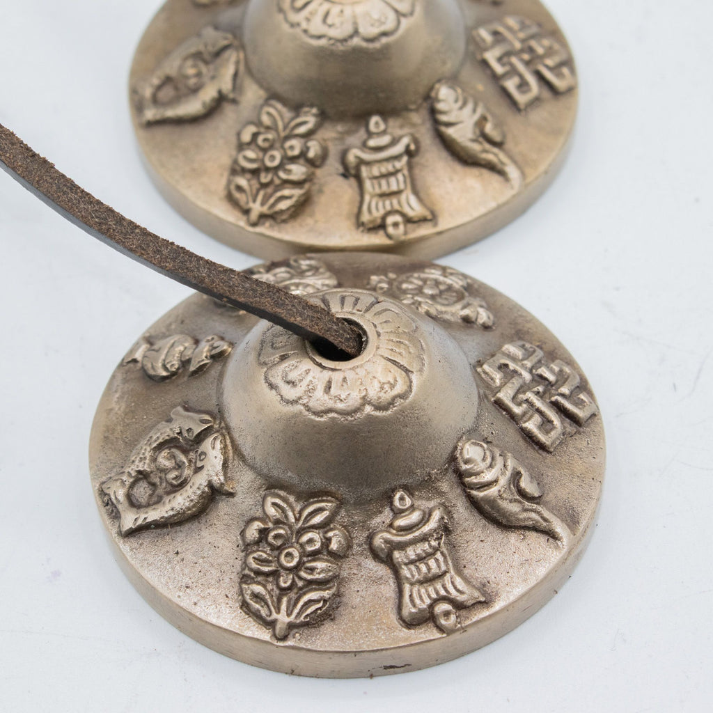 Premium Brass Tibetan Tingsha Bells with Lucky Symbols Design