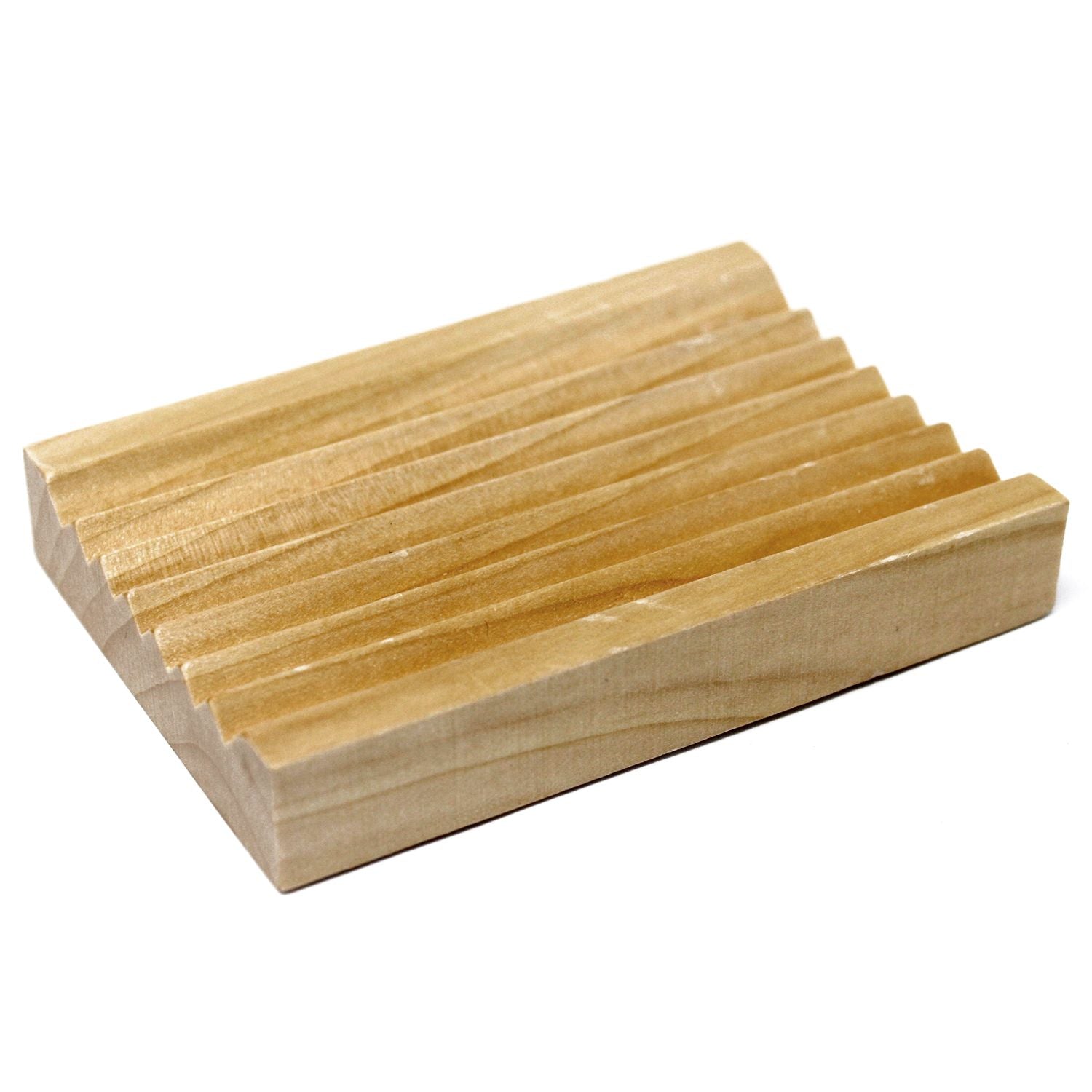 Hemu Wood Soap Dish with Groovy Design for Fresh Soap Storage