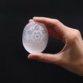 Selenite Palm Stone with Mandala Engraving for Home Decor