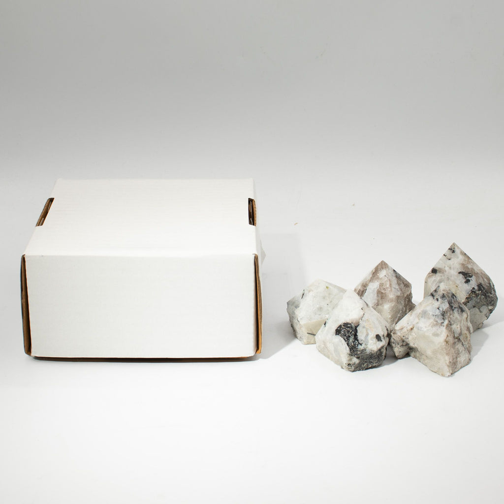 Rainbow Moonstone Gemstone Top Polished Points 5 to 6 Pieces