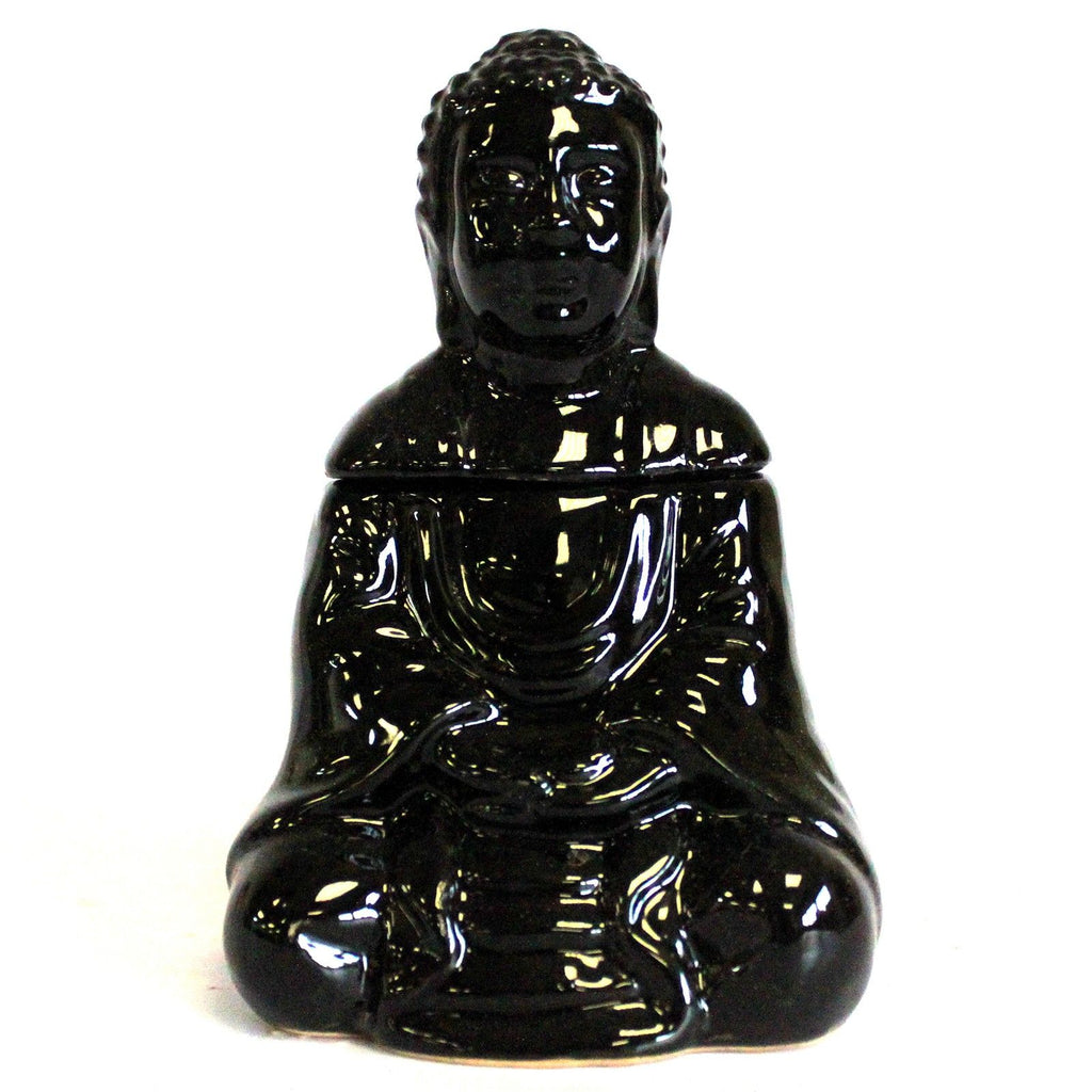 Sitting Buddha Oil Burner Black for Fragrance and Home Decor