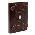 Leather Moonstone Notebook with Belts for Vintage Journaling