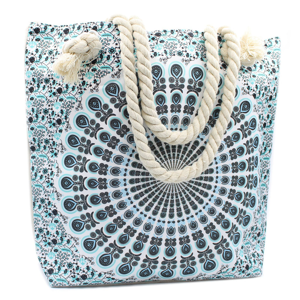 Rope Handle Mandela Bag in Sky Blue for Shopping and Beach Use
