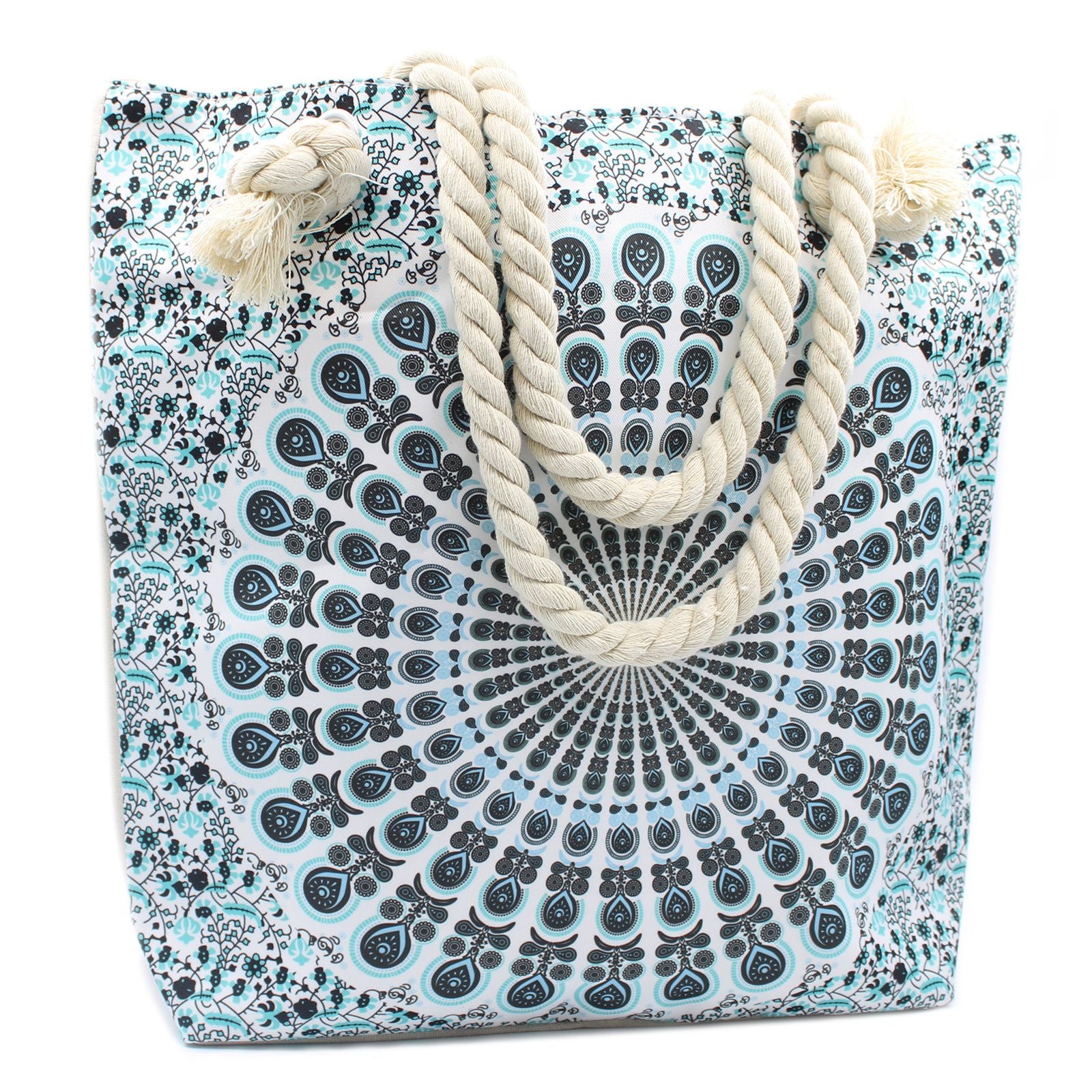Rope Handle Mandela Bag in Sky Blue for Shopping and Beach Use