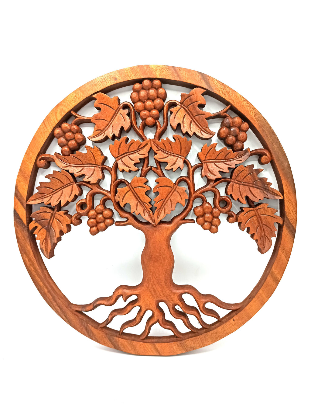Tree of Life Grapes Panel Decorative Wooden Art for Wall Display