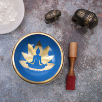 Large Yoga Moves Singing Bowl Set- White/Blue 14cm