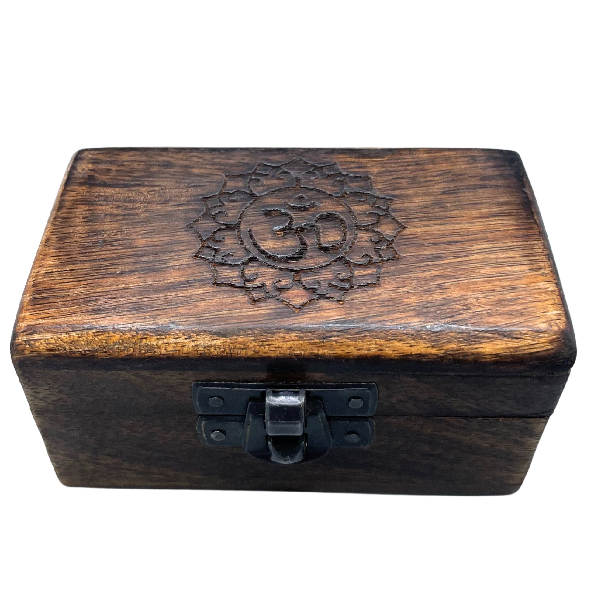 Wooden Pill Box with Assorted Carved Designs for Keepsakes