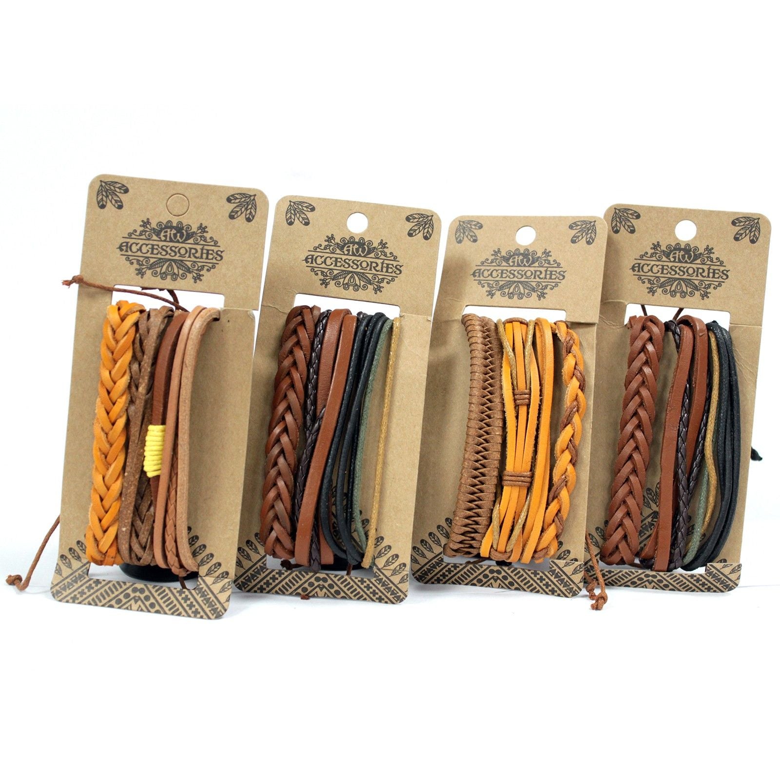 Stylish Mens Bracelet Sets with Tanned Leather and Unique Designs